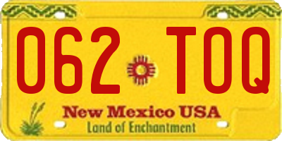 NM license plate 062TOQ