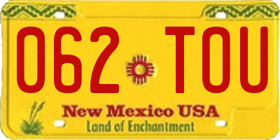 NM license plate 062TOU