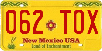 NM license plate 062TOX