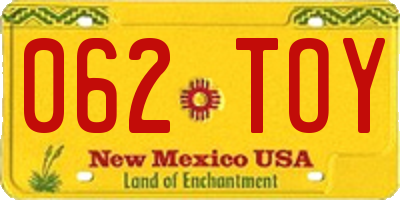 NM license plate 062TOY