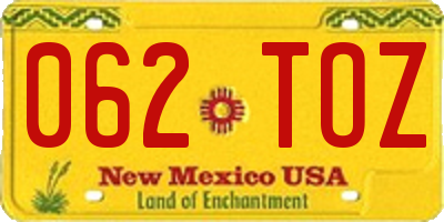 NM license plate 062TOZ