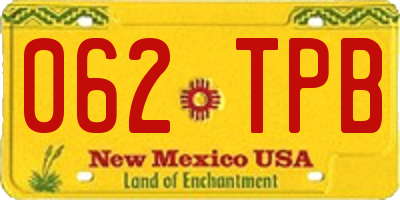 NM license plate 062TPB