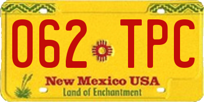 NM license plate 062TPC