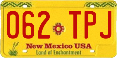 NM license plate 062TPJ