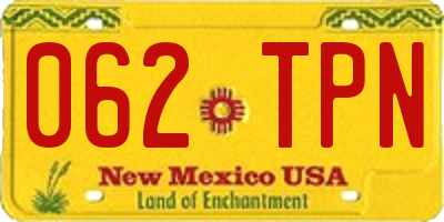 NM license plate 062TPN