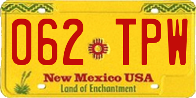 NM license plate 062TPW