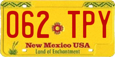 NM license plate 062TPY