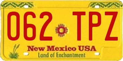NM license plate 062TPZ