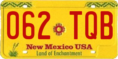 NM license plate 062TQB