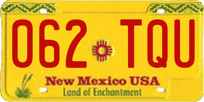 NM license plate 062TQU