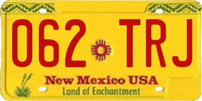 NM license plate 062TRJ