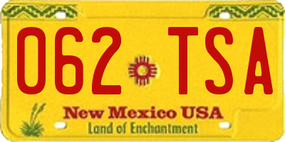 NM license plate 062TSA