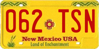 NM license plate 062TSN
