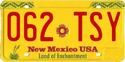 NM license plate 062TSY