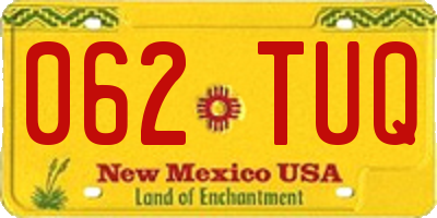 NM license plate 062TUQ