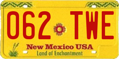 NM license plate 062TWE