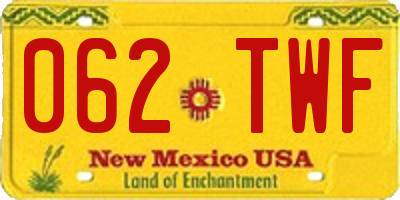 NM license plate 062TWF