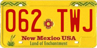 NM license plate 062TWJ