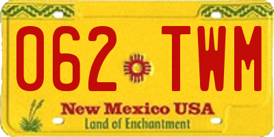 NM license plate 062TWM