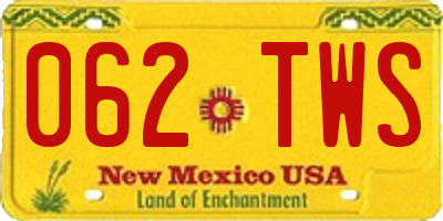 NM license plate 062TWS