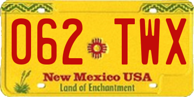 NM license plate 062TWX