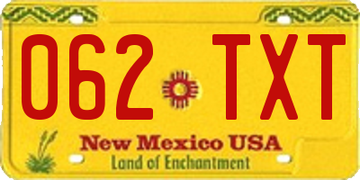 NM license plate 062TXT