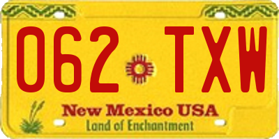 NM license plate 062TXW