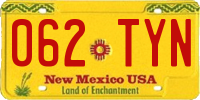 NM license plate 062TYN