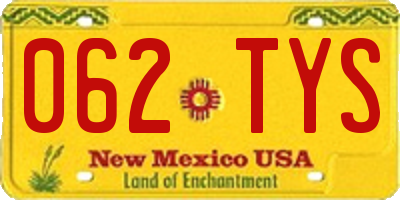 NM license plate 062TYS