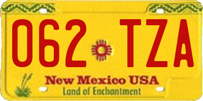 NM license plate 062TZA