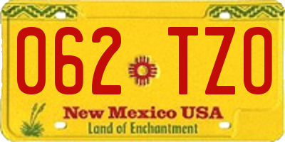 NM license plate 062TZO