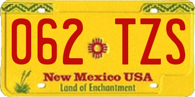 NM license plate 062TZS