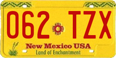 NM license plate 062TZX