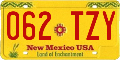 NM license plate 062TZY