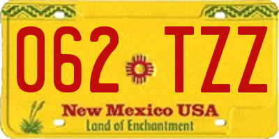 NM license plate 062TZZ