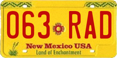 NM license plate 063RAD