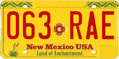 NM license plate 063RAE