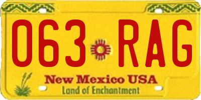 NM license plate 063RAG