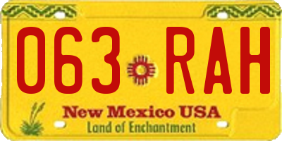 NM license plate 063RAH