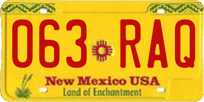 NM license plate 063RAQ