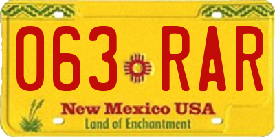 NM license plate 063RAR