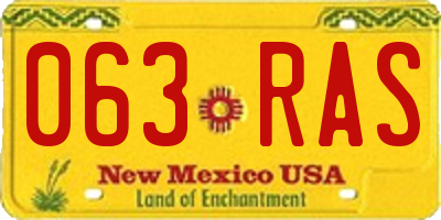 NM license plate 063RAS