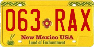 NM license plate 063RAX