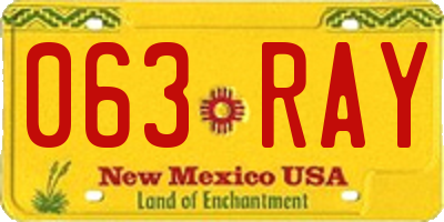 NM license plate 063RAY