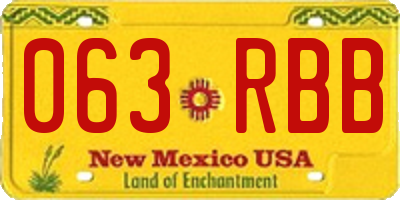 NM license plate 063RBB