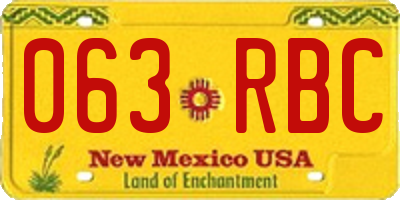 NM license plate 063RBC