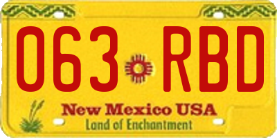 NM license plate 063RBD