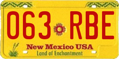 NM license plate 063RBE