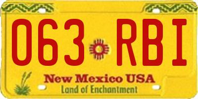 NM license plate 063RBI