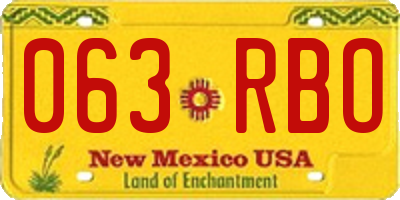 NM license plate 063RBO